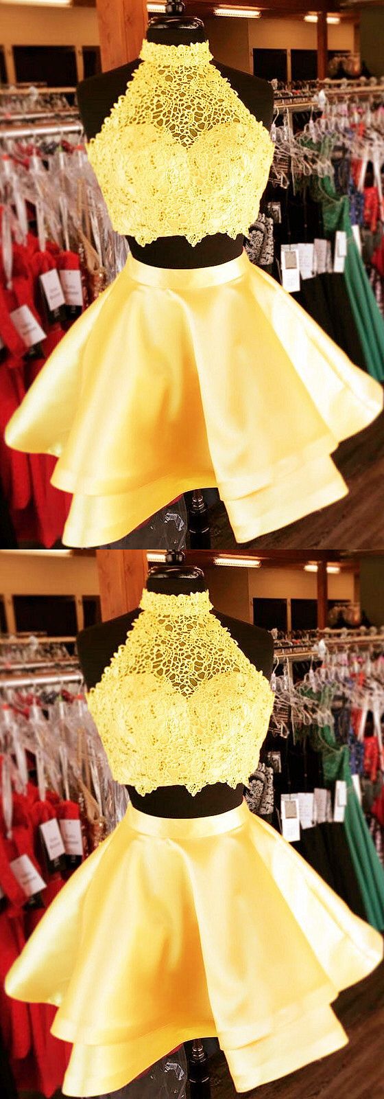 Two Piece Short Mariah Homecoming Dresses Dresses Yellow CD3551